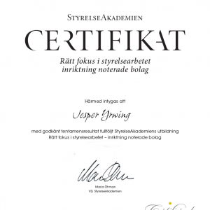 Y-trade, certifierad styrelseledamot, styrelseordförande